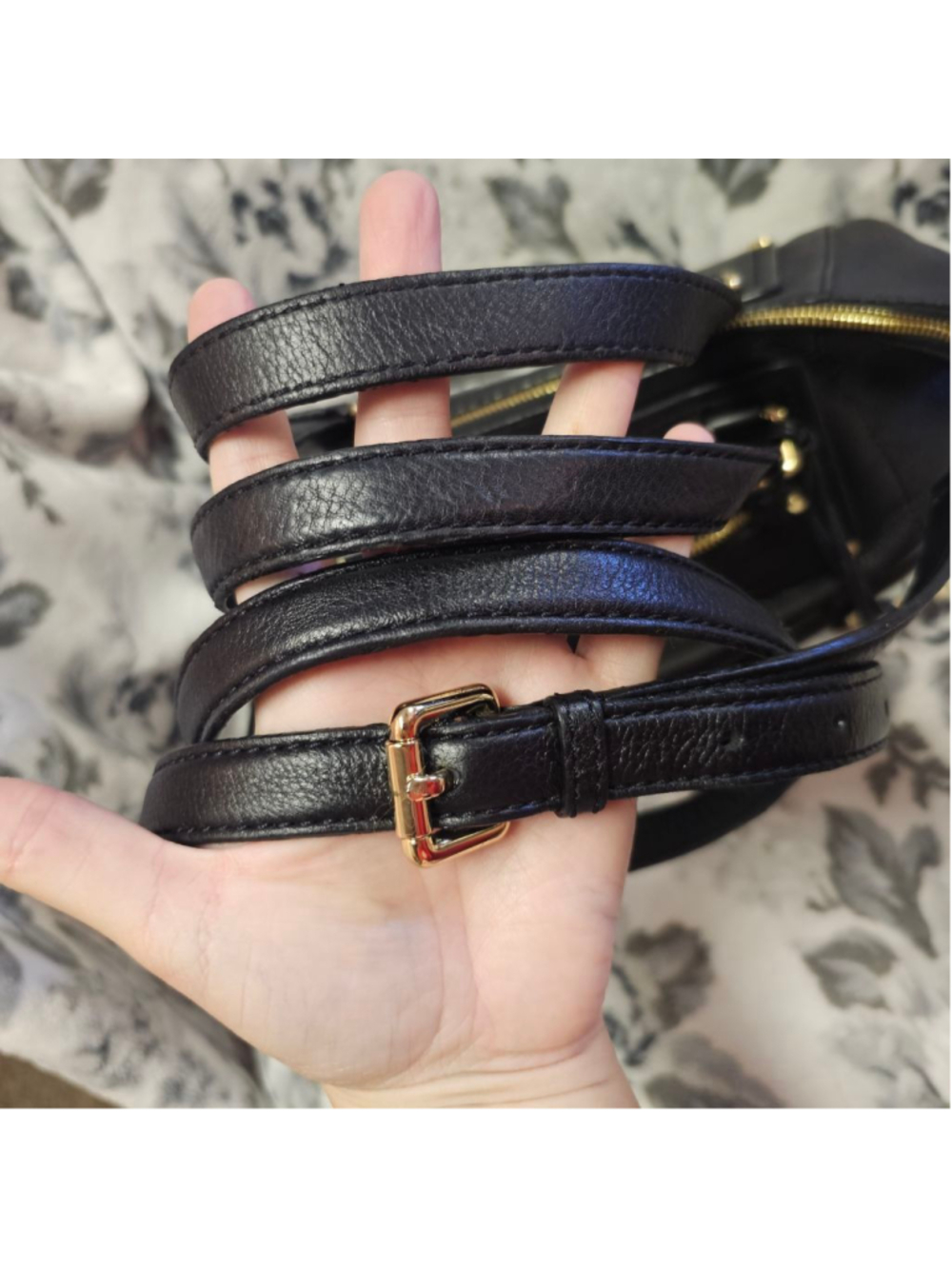 Michael Kors Black Pebbled Leather Satchel with Gold Hardware - Picture 7 of 9